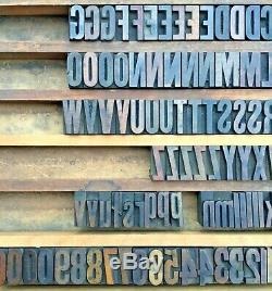 Vintage 157 Wood Letterpress Print Type Block Upper Lower Case Letter Numbers 1