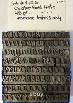 Vintage 48 Point Cloister Bold Italic Type 111 pieces Set# 4 of 6 Uppercase