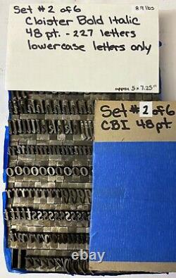 Vintage 48 Point Cloister Bold Italic Type 227 pieces Set#2 of 6 Lowercase
