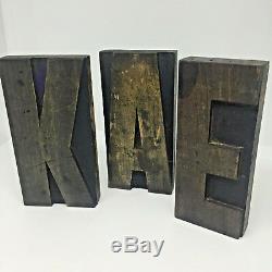 Vintage 6 Letterpress wood blocks alphabet 102 blocks total