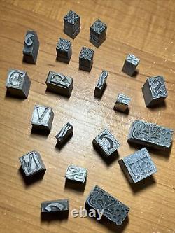 Vintage Antique Lead Printing Press Typeset Letters Letter Metal 30lbs Barn Find