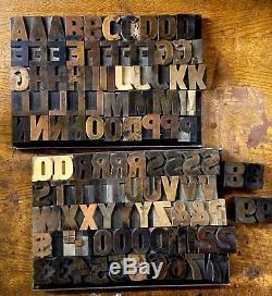 Vintage Antique Letterpress Wood Type 120 pt 111 pc Complete 1 3/4 in