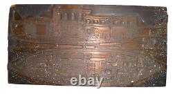 Vintage Antique Print Block HUGE Boat Blueprint Rare Copper Face Very Detaied