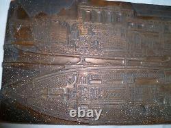 Vintage Antique Print Block HUGE Boat Blueprint Rare Copper Face Very Detaied