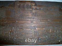 Vintage Antique Print Block HUGE Boat Blueprint Rare Copper Face Very Detaied