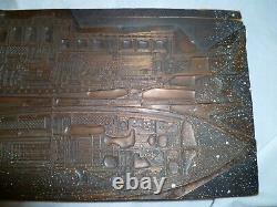 Vintage Antique Print Block HUGE Boat Blueprint Rare Copper Face Very Detaied