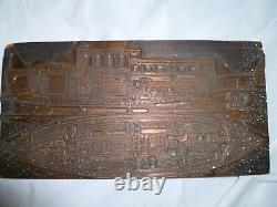 Vintage Antique Print Block HUGE Boat Blueprint Rare Copper Face Very Detaied