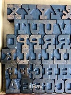 Vintage Clarendon Wood Print Type Letterpress Printers Lot Set Block Patina