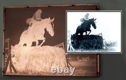 Vintage Copper Print Block Horse Jumping, Equestrian Sport, Cowgirl Great Gift