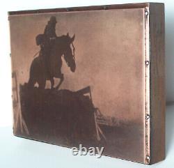 Vintage Copper Print Block Horse Jumping, Equestrian Sport, Cowgirl Great Gift