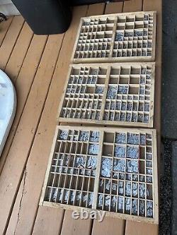 Vintage Kelsey Metal Letterpress Printing Type Banks Set withCases & Spacers