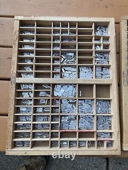 Vintage Kelsey Metal Letterpress Printing Type Banks Set withCases & Spacers