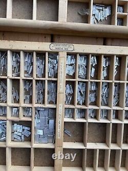 Vintage Kelsey Metal Letterpress Printing Type Banks Set withCases & Spacers