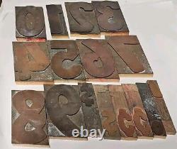 Vintage LETTERPRESS WOOD TYPE Letter Numbers 0-9 set Stands 6 tall A5