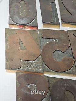 Vintage LETTERPRESS WOOD TYPE Letter Numbers 0-9 set Stands 6 tall A5