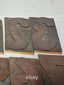Vintage LETTERPRESS WOOD TYPE Letter Numbers 0-9 set Stands 6 tall A5