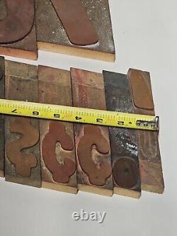 Vintage LETTERPRESS WOOD TYPE Letter Numbers 0-9 set Stands 6 tall A5