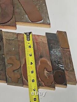 Vintage LETTERPRESS WOOD TYPE Letter Numbers 0-9 set Stands 6 tall A5