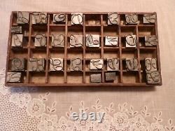 Vintage Letterpress Alphabet Letters in Case, Missing Letter E, Measure 1 x. 5