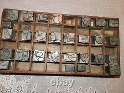Vintage Letterpress Alphabet Letters in Case, Missing Letter E, Measure 1 x. 5