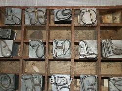 Vintage Letterpress Alphabet Letters in Case, Missing Letter E, Measure 1 x. 5