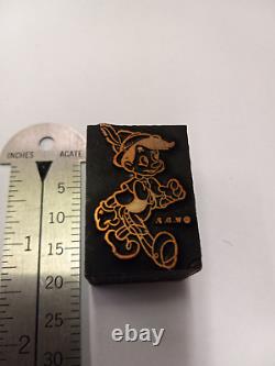 Vintage Letterpress Print Block Pinocchio Original With Trademark W. D. P. Copper