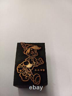 Vintage Letterpress Print Block Pinocchio Original With Trademark W. D. P. Copper