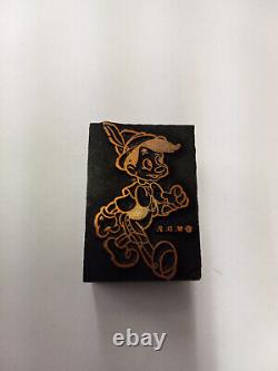 Vintage Letterpress Print Block Pinocchio Original With Trademark W. D. P. Copper