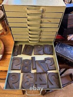 Vintage Letterpress Rubber Letters and Numbers in Metal Drawer Casement