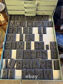 Vintage Letterpress Rubber Letters and Numbers in Metal Drawer Casement