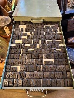 Vintage Letterpress Rubber Letters and Numbers in Metal Drawer Casement