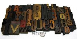 Vintage Letterpress Wood Type Collage A-Z letters, 0-9 numbers and! , $, &