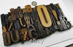 Vintage Letterpress Wood Type Collage A-Z letters, 0-9 numbers and! , $, &