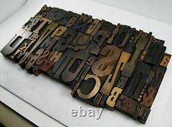 Vintage Letterpress Wood Type Collage A-Z letters, 0-9 numbers and! , $, &
