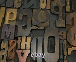 Vintage Letterpress Wood Type Collage A-Z letters, 0-9 numbers and! , $, &