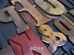 Vintage Letterpress Wood Type Collage A-Z letters, 0-9 numbers and! , $, &