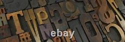 Vintage Letterpress Wood Type Collage A-Z letters, 0-9 numbers and! , $, &