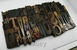 Vintage Letterpress Wood Type Collage A-Z letters, 0-9 numbers and! , $, &