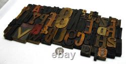 Vintage Letterpress Wood Type Collage A-Z letters, 0-9 numbers and! , $, &
