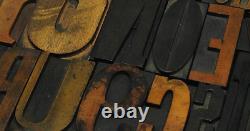 Vintage Letterpress Wood Type Collage A-Z letters, 0-9 numbers and! , $, &