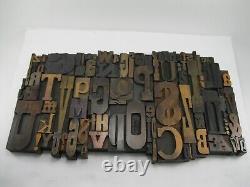 Vintage Letterpress Wood Type Collage A-Z letters, 0-9 numbers and! , $, &
