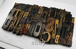 Vintage Letterpress Wood Type Collage A-Z letters, 0-9 numbers and! , $, &