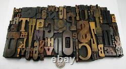 Vintage Letterpress Wood Type Collage A-Z letters, 0-9 numbers and! , $, &