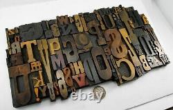 Vintage Letterpress Wood Type Collage A-Z letters, 0-9 numbers and! , $, &