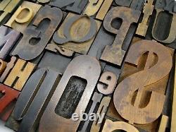 Vintage Letterpress Wood Type Collage A-Z letters, 0-9 numbers and! , $, &