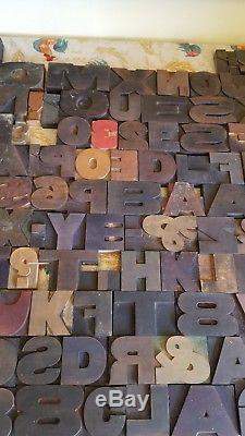 Vintage Letterpress wood printing blocks, alphabet 250 pcs Wooden Letters Old