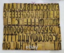 Vintage Letterpress wood/wooden printing type block typography 108 pc 50mm #LB32
