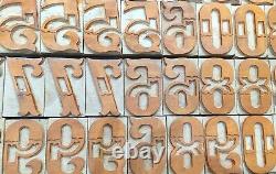 Vintage Letterpress wood/wooden printing type block typography 61 pc 50mm #LB34