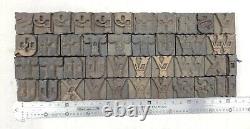 Vintage Letterpress wood/wooden printing type block typography 86pc 26mm#TP-186