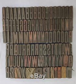 Vintage Letterpress wood/wooden printing type blocks typography 101 pcs 40mm#LB1